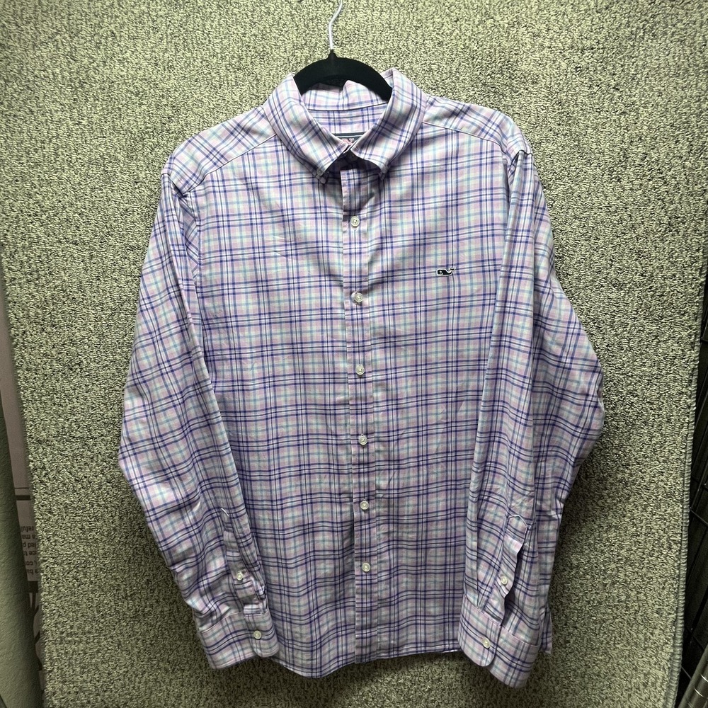 Vineyard Vines Mens Classic Fit Whale Shirt Pink Gingham Plaid Button Down M
